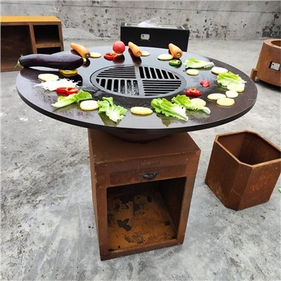 Corten Steel Fire Pit Table / BBQ