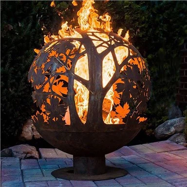 3D lõigatud korten terasest kera firepit