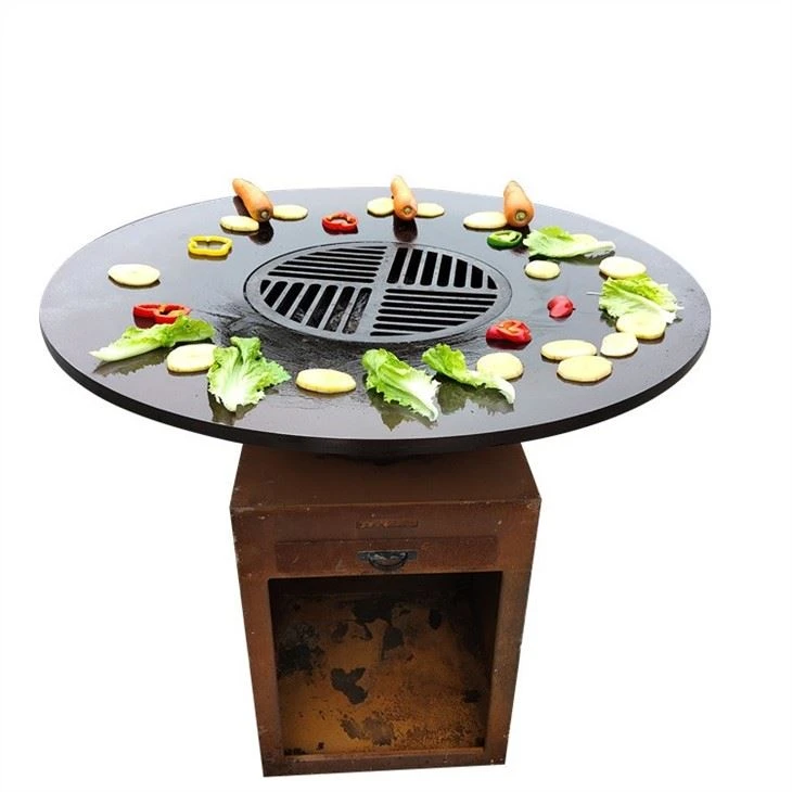 Black Painting Round Corten Barbecue