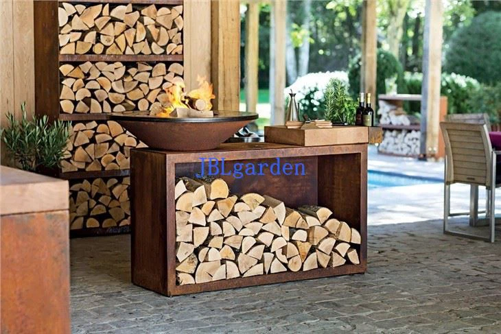 Large Rusty Corten Metal BBQ Grill