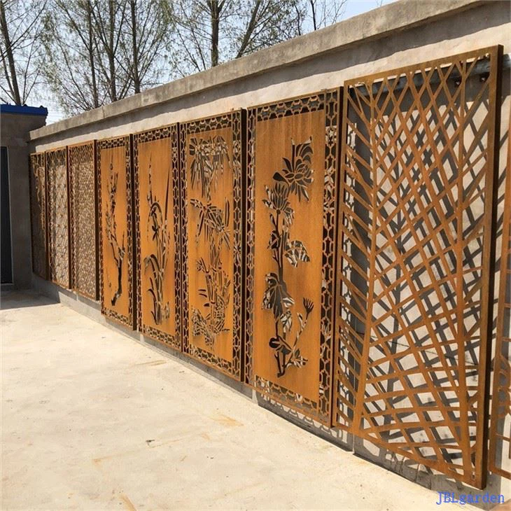 Rust corten steel fence panels