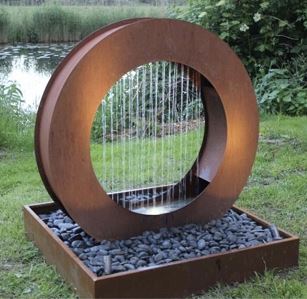 Rust Steel Rain Curtain Water Feature