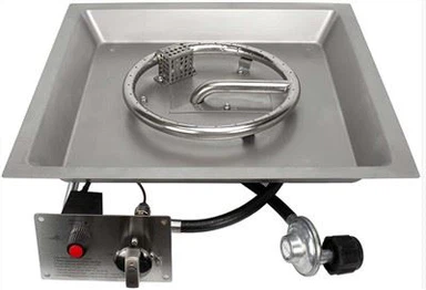 304 Stainless Square Gas Fire Pit Kit