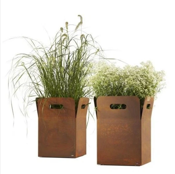 Cor-ten Steel Metal Square Round Planter Box