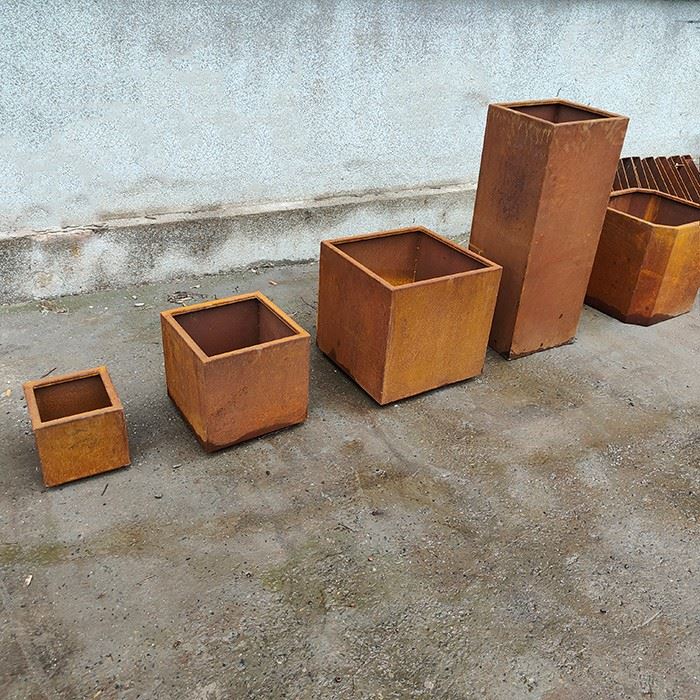 Cor-ten Steel Metal Square Round Planter Box
