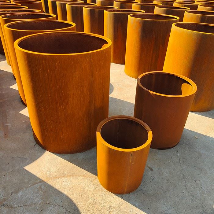 Cor-ten Steel Metal Square Round Planter Box