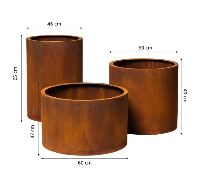 Cor-ten Steel Metal Square Round Planter Box