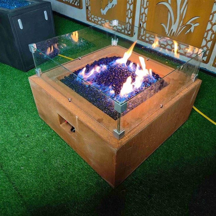 Warming And Decorative Rectangular Firepit Table