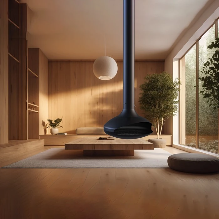 Wood Real Fire Suspended Fireplace